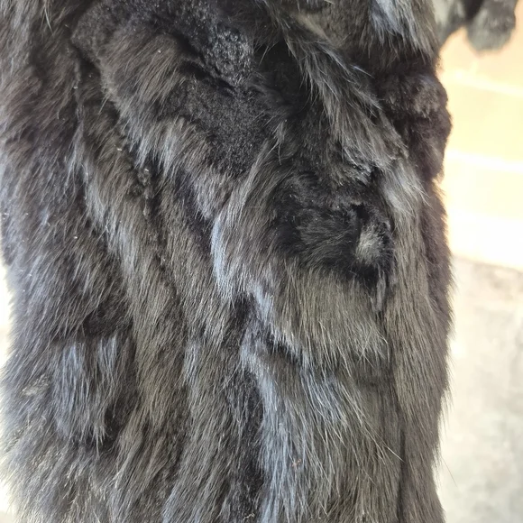 Wilsons Leather Maxima Black Real Rabbit Fur Jacket Size Large Y2K Mob Wife Coat - Picture 6 of 11